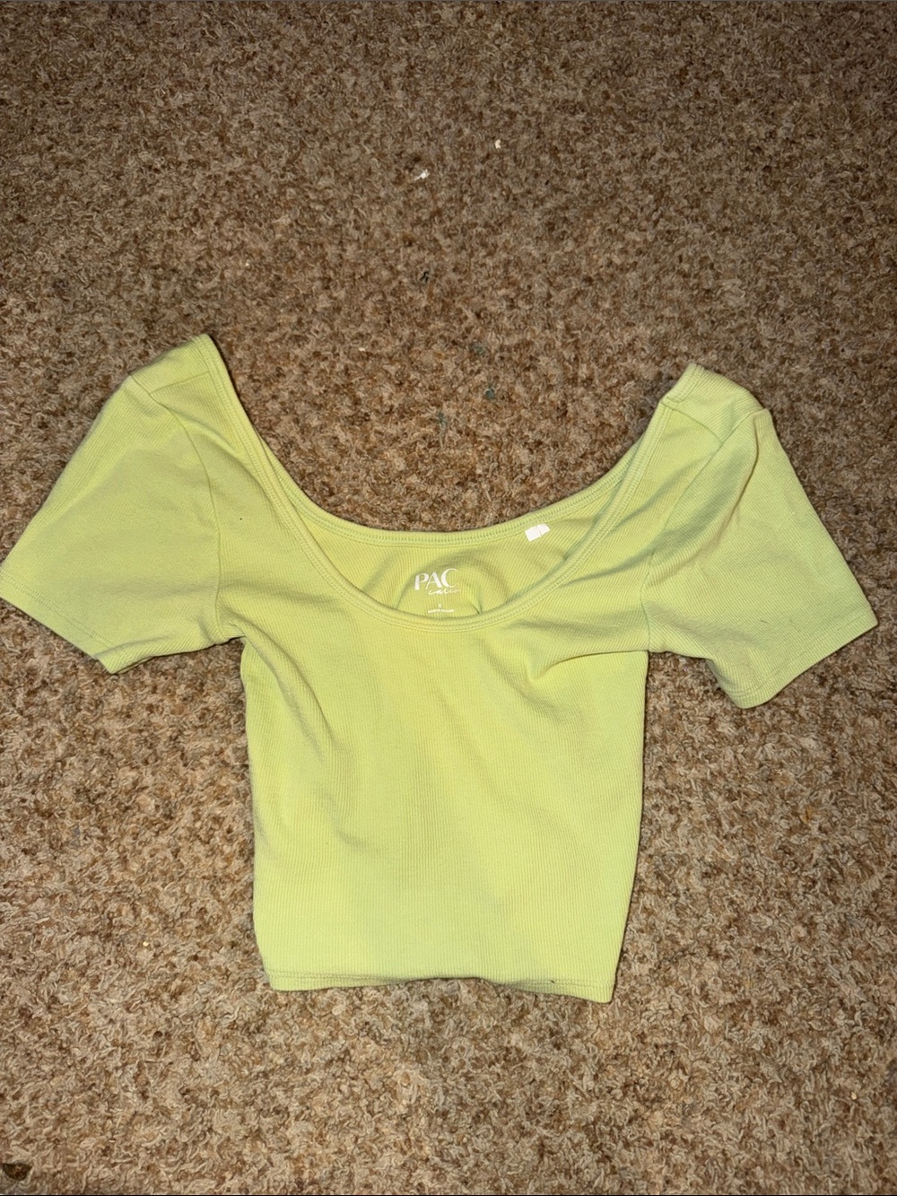 PacSun ribbed tank top features a scoop neck in a bright lime yellow color